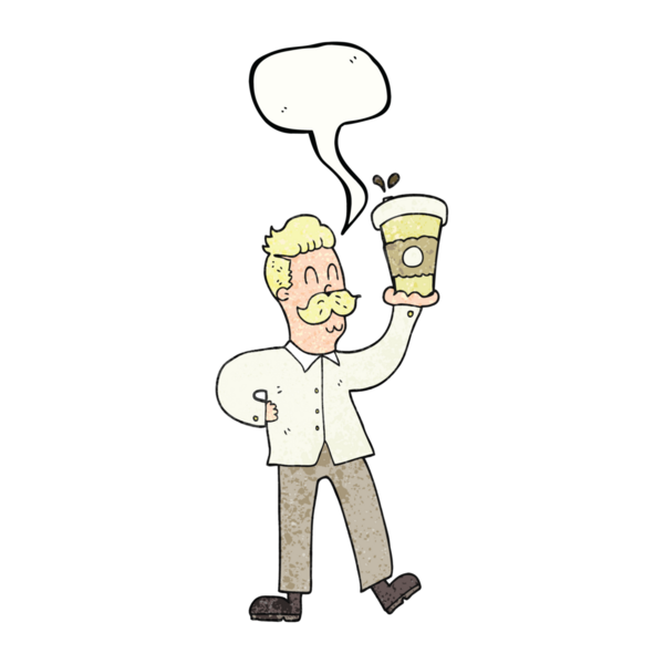 Bir insan tarafından çizilmiş kahve fincanlarıyla çizilmiş serbest konuşma balonu.