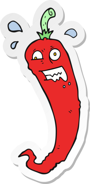 Bir insan tarafından çizilmiş acı biber karikatürü çıkartması.