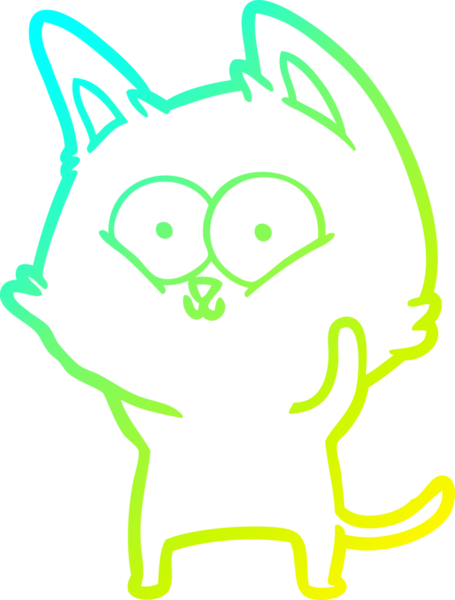 Bir insan tarafından çizilen çizgi film kedisinin soğuk gradyan çizgisi.