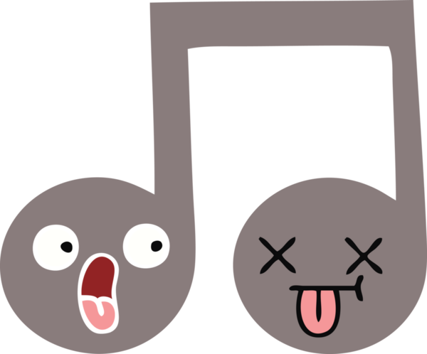 Bir insan tarafından çizilmiş bir notanın düz renkli retro karikatürü