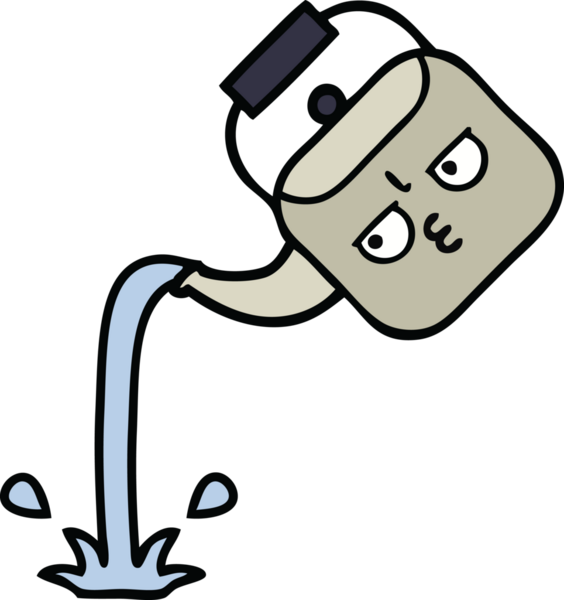 Bir insan tarafından çizilmiş tatlı bir çaydanlık karikatürü