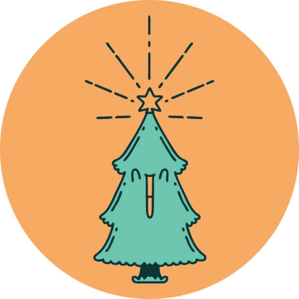 Bir insan tarafından çizilmiş bir dövme stili Noel ağacının simgesi