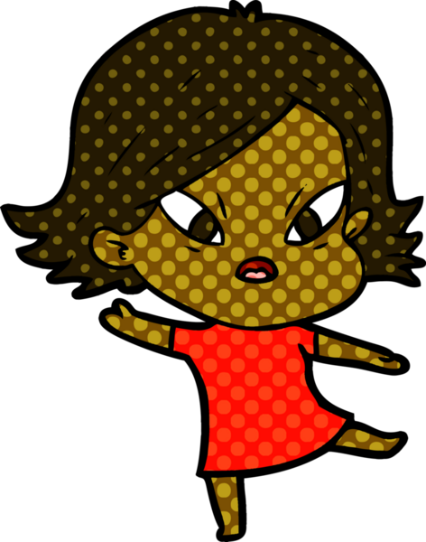 Çizgi film bir insan tarafından çizilmiş stresli kadın.