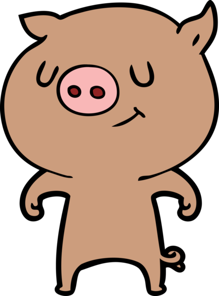 Bir insan tarafından çizilmiş mutlu çizgi film domuzu.