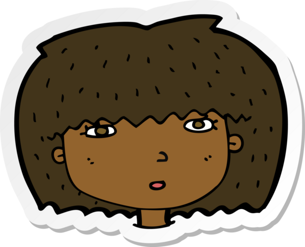 Bir insan tarafından çizilmiş karikatür kadın yüzü çıkartması.