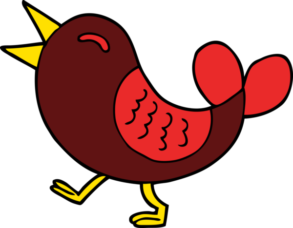 Bir insan tarafından çizilmiş kırmızı kuş.