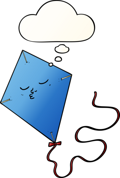 Düşünce baloncuğu olan çizgi film uçurtması.