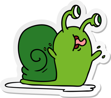 Bir insan tarafından çizilmiş sümüksü bir salyangozun serbest sticker karikatürü.