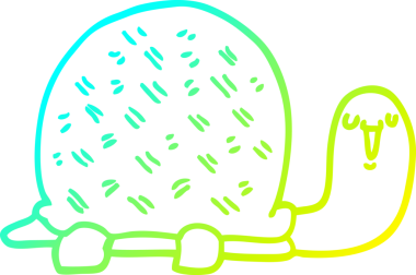 Bir insan tarafından çizilmiş şirin bir karikatür kaplumbağasının soğuk çizgi çizimi.