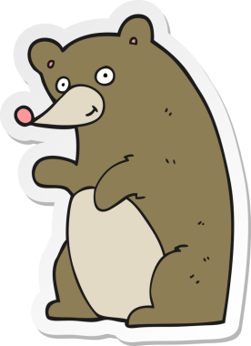 Bir insan tarafından çizilmiş çizgi film ayısının çıkartması.