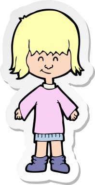 Bir insan tarafından çizilmiş bir karikatür kızının çıkartması.