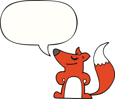 bir insan tarafından çizilmiş konuşma balonlu çizgi film tilkisi