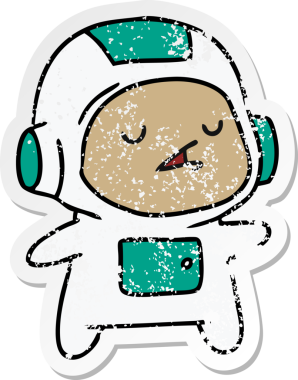 Bir insan tarafından çizilmiş kawaii yakışıklı astronot bir çocuğun sıkıntılı karikatür çizimi