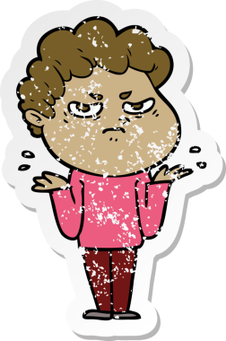 Bir insan tarafından çizilmiş kızgın bir adamın sıkıntılı çıkartması.