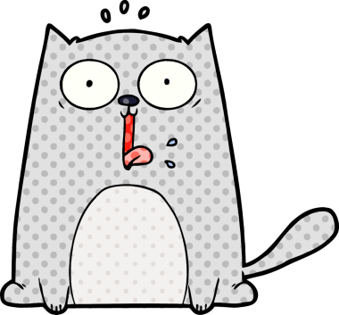 Bir insan tarafından çizilmiş komik çizgi film kedisi.