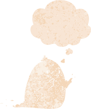 Düşünce baloncuğu ile çizgi film hayaleti grunge sıkıntılı retro dokuma tarzı bir insan tarafından çizilmiş