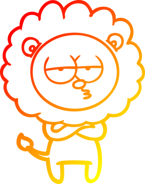 Bir insan tarafından çizilmiş yorgun bir aslanın çizgi çizimi.