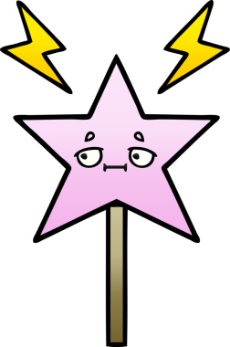 Bir insan tarafından çizilmiş sihirli değneğin gölgeli çizgi filmi.