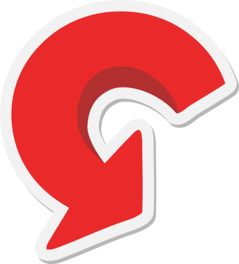 Bir insan tarafından çizilmiş tam dönüş ok etiketi