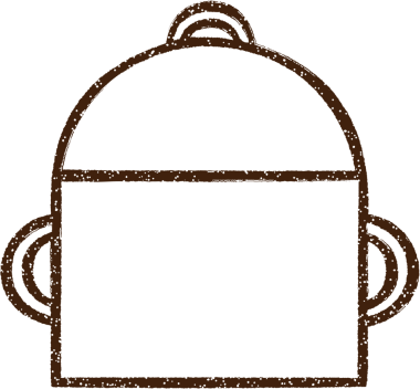 Bir insan tarafından çizilmiş bakır kaplar kömürü.