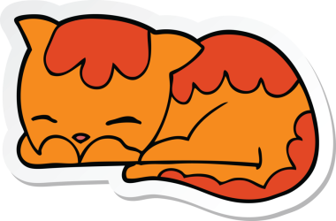 Bir insan tarafından çizilmiş çizgi film kedisinin çıkartması.