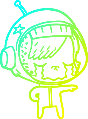 Bir insan tarafından çizilmiş ağlayan astronot bir kızın soğuk gradyan çizimi