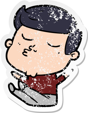 Bir insan tarafından çizilmiş karikatür mankeni adamın sıkıntılı çıkartması.