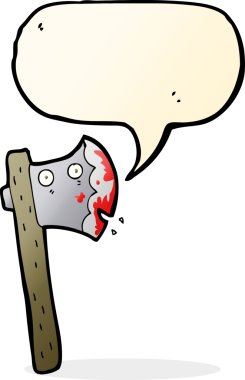 Bir insan tarafından çizilmiş kanlı balta.