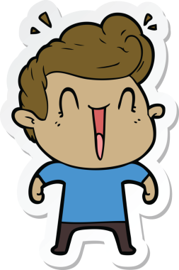 Bir insan tarafından çizilmiş heyecanlı bir adamın çıkartması.