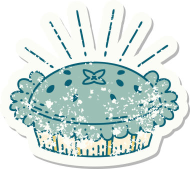 Eski bir dövme stili. Bir insan tarafından çizilmiş harika bir turta.