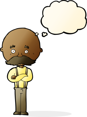 Bir insan tarafından çizilmiş düşünce kabarcığı olan karikatür büyükbaba.