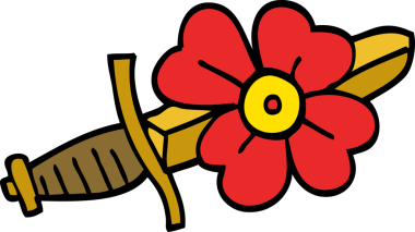 Bir insan tarafından çizilmiş karalama dövme hançeri sembolü.