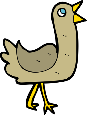 Bir insan tarafından çizilmiş çizgi film kuşu.