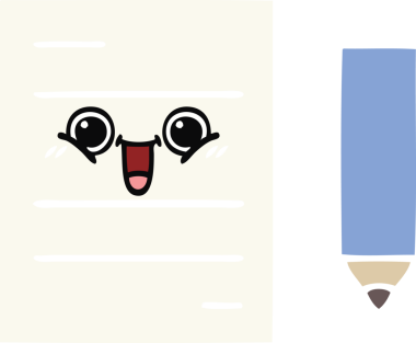 Bir insan tarafından çizilmiş bir test kağıdının düz renk retro karikatürü