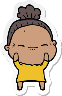 Bir insan tarafından çizilmiş barışçıl yaşlı bir kadının çıkartması.