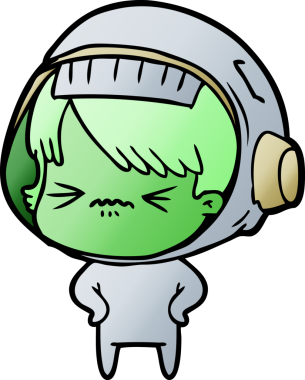 Bir insan tarafından çizilmiş kalçaları olan kızgın uzay kızı.