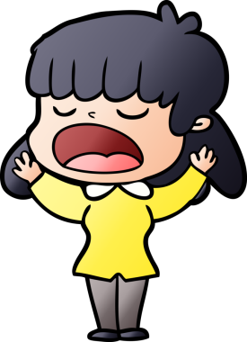 Çizgi filmdeki kadın bir insan tarafından yüksek sesle çizilmiş.