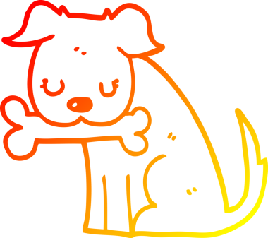 Bir insan tarafından çizilmiş çizgi film köpeğinin sıcak çizgi çizimi