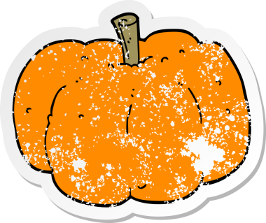 Bir insan tarafından çizilmiş karikatür balkabağı etiketi.