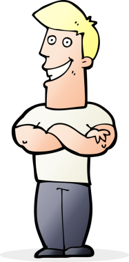 Bir insan tarafından çizilmiş sırıtan bir çizgi film adamı.