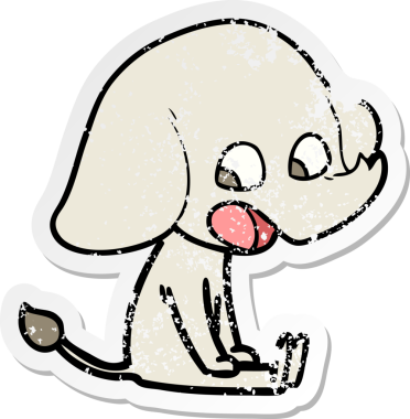 Bir insan tarafından çizilmiş şirin bir filin sıkıntılı çıkartması