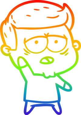 Gökkuşağı gradyan çizgi çizimi bir insan tarafından çizilmiş yorgun bir adam