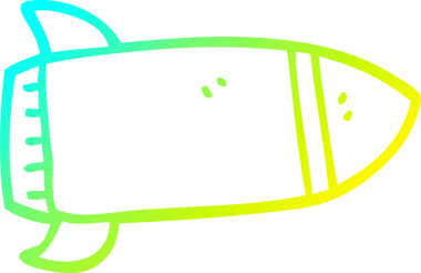 Bir insan tarafından çizilen kırmızı roketin soğuk gradyan çizgisi