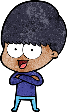 Bir insan tarafından çizilmiş mutlu çizgi film çocuğu.