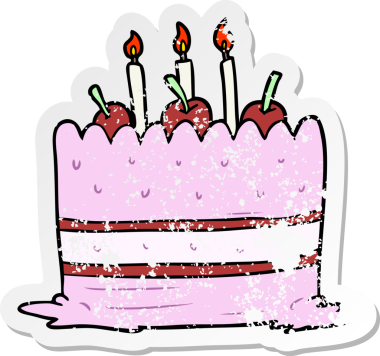 Bir insan tarafından çizilmiş karikatür pastasının sıkıntılı etiketi.