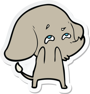 Bir insan tarafından çizilmiş karikatür filinin çıkartması.