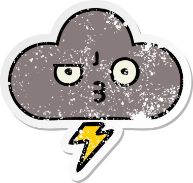 Bir insan tarafından çizilmiş tatlı bir karikatür fırtına bulutunun sıkıntılı çıkartması