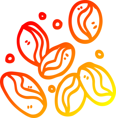 Bir insanın çizdiği kahve çekirdeklerinin çizgi çizimi.