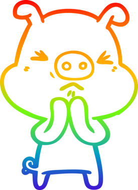 Gökkuşağı gradyan çizgi çizimi Bir insan tarafından çizilmiş huysuz domuz