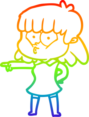 gökkuşağı gradyan çizgi çizimi bir insan tarafından çizilen ıslık çalan kız çizgi filmi